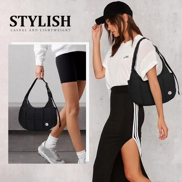 Puffer Shoulder Bag Nylon Small Crossbody with Adjustable Strap for Women - Picture 2 of 7